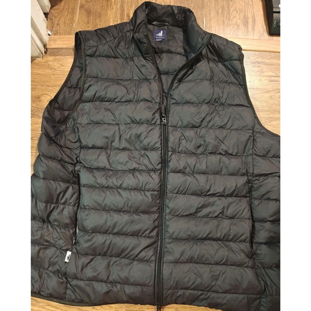 Johnnie-O Mens XXL Quilted Puffer Vest Black Full Zip Lightweight Golf Duck Down